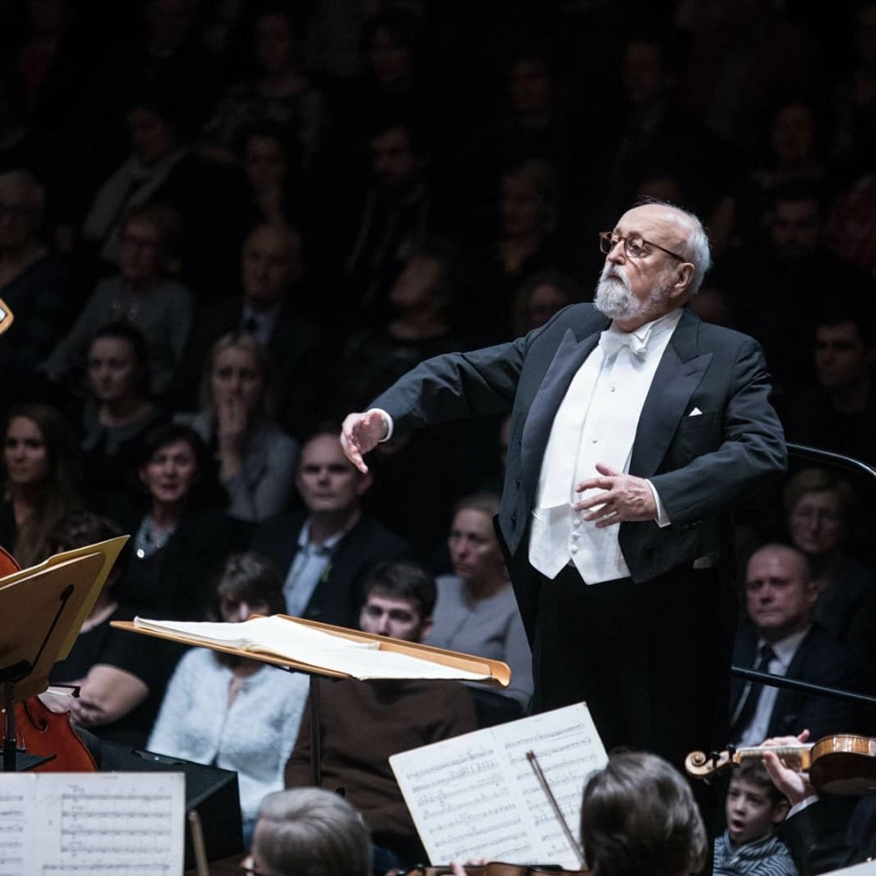 Krzysztof Penderecki w Filharmonii w Szczecinie 14 grudnia 2018 roku. Fot. [Bartek Barczyk]