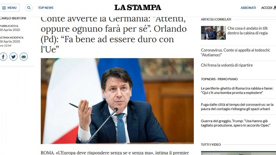 Wszystkie włoskie media publikują w czwartek wywiad, którego włoski premier udzielił największemu tabloidowi Niemiec, dziennikowi „Bild”. źródło: https://www.lastampa.it/