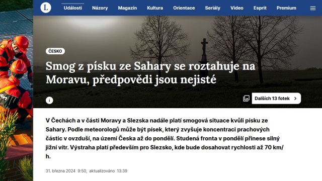 Czechy: alert smogowy w związku z pyłem znad Sahary