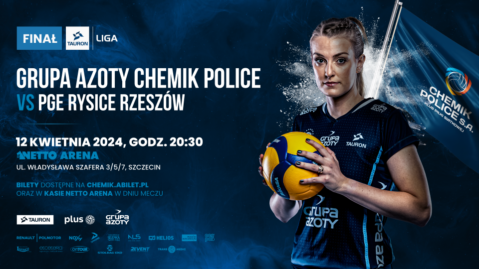 Pierwszy finałowy mecz rozpocznie się o godzinie 20.30 w hali Netto Arena przy ulicy Szafera w Szczecinie. źródło: Klub Piłki Siatkowej Chemik Police S.A