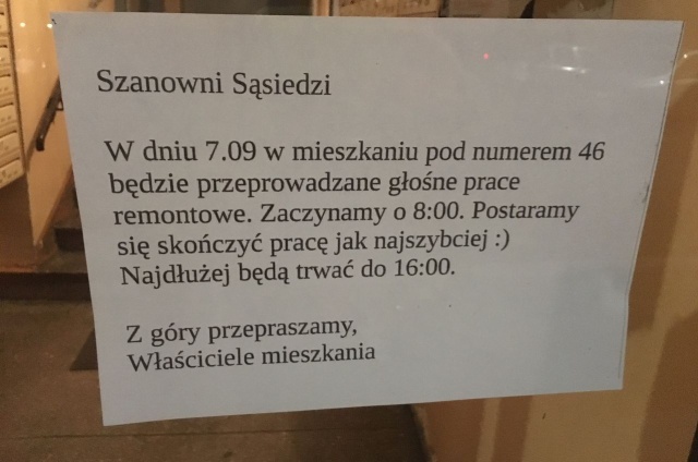 "Sąsiedzka" informacja, fot. Słuchacz, pan Janusz 06.09.2019