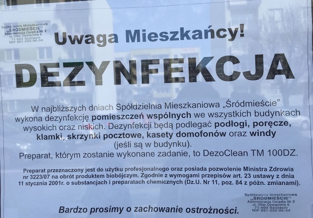 Dezynfekcja w SM "Śródmieście", fot. J. Wilczyński 27.03.2020