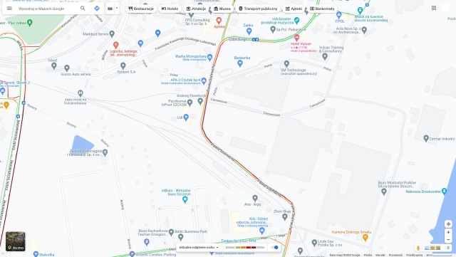 Ulica Stalmacha - korki, źródło: google.com 22.12.2022