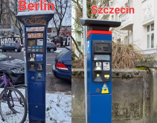 Parkomaty w Berlinie i Szczecinie, fot. Słuchacz, pan Przemysław 05.04.2024
