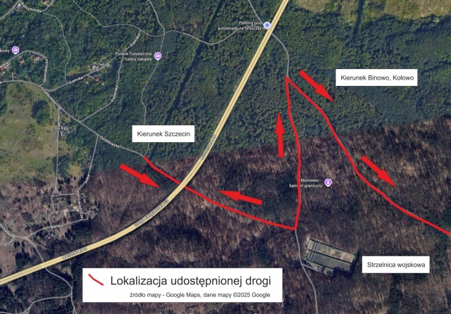 Mapa objazu, źródło: gryfino.szczecin.lasy.gov.pl 28.08.2025