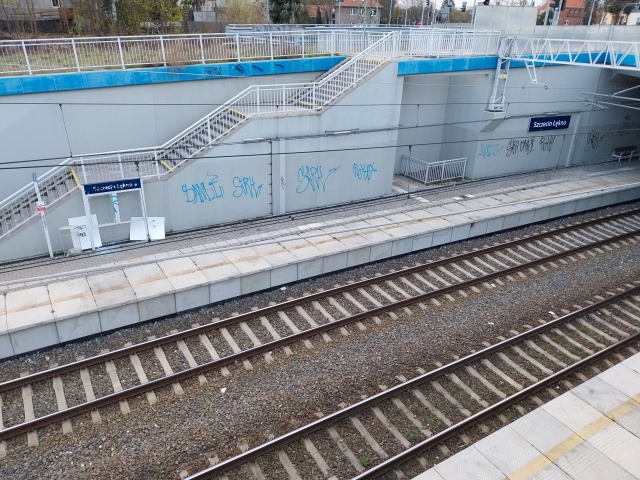 Zdewastowany przystanek kolejowy Szczecin - Łękno, fot. Słuchacz, pan Krzysztof 21.04.2026