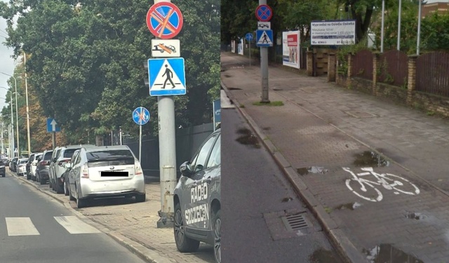 Auta nieprawidłowo parkujące przy kortach - fot.Słuchacz 18.09.2026