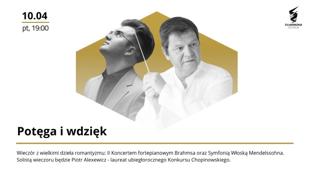 Piotr Alexewicz – pianista (od lewej) i Manuel Hernández Silva – dyrygent. Fot. Materiały prasowe Filharmonii im. Mieczysława Karłowicza w Szczecinie Piotr Alexewicz zachwycił Brahmsem w Złotej Sali Filharmonii w Szczecinie [ROZMOWA z ARTYSTĄ, ZDJĘCIA]