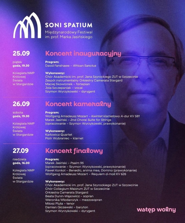 Program 6. edycji Międzynarodowego Festiwalu im. prof. Marka Jasińskiego „Soni Spatium” w Stargardzie. Fot. Materiały prasowe organizatora Finał 6. edycji Międzynarodowego Festiwalu im. prof. Marka Jasińskiego „Soni Spatium” w Stargardzie [ROZMOWA, ZDJĘCIA]