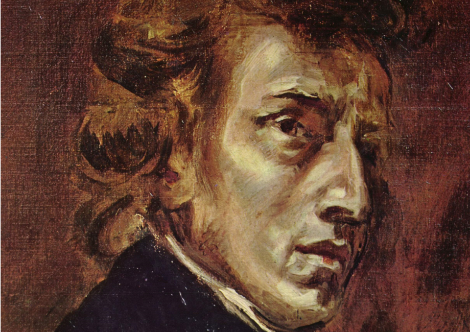 Fryderyk Chopin. Portret Eugène'a Ferdinanda Victora Delacroix. Źródło: domena publiczna, polona.pl