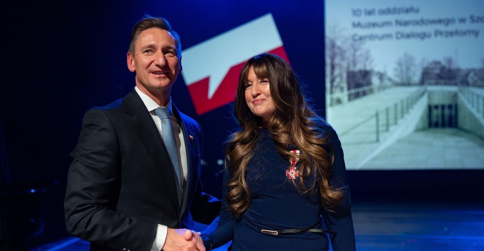 Marszałek Zachodniopomorski Olgierd Geblewicz i Kierownik CDP MN Agnieszka Kuchcińska-Kurcz. Fot. Robert Stachnik