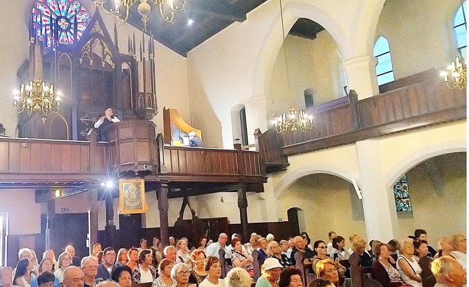 Łukasz Długosz – flecista (od lewej) i Roman Perucki – organista na 27. Festiwalu „Międzyzdrojskie Czwartki Organowe”. Fot. ks. Łukasz Wójtowicz