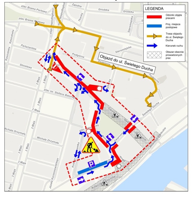 Mapa zmian ulica Dworcowa od 28.05.2023. Źródło: https://wiadomosci.szczecin.eu 