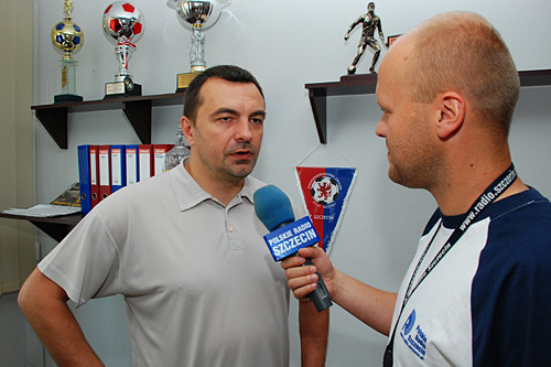Syn trenera szczecińskiej Pogoni - Robert Mandrysz pojawił się dziś na treningu portowej drużyny.