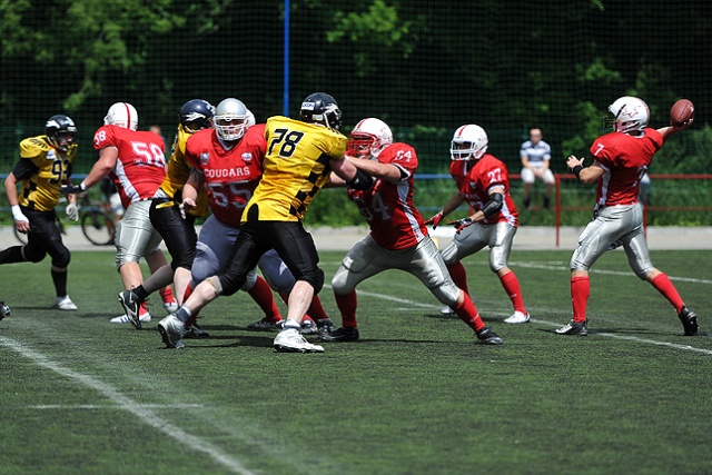 Cougars kontra Seahawks. Fot. Łukasz Szełemej [Radio Szczecin] Szczecińskie Pumy na tarczy [ZDJĘCIA]
