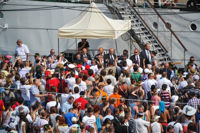 Prezydenci Polski i miasta Szczecin oficjalnie otworzyli tegoroczny finał The Tall Ships Races. Fot. Łukasz Szełemej [Radio Szczecin] Prezydent otworzył finał TTSR [ZDJĘCIA, WIDEO]