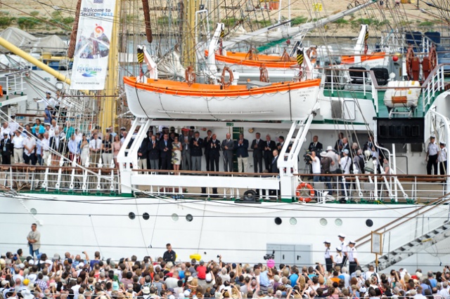 Prezydenci Polski i miasta Szczecin oficjalnie otworzyli tegoroczny finał The Tall Ships Races. Fot. Łukasz Szełemej [Radio Szczecin] Prezydent otworzył finał TTSR [ZDJĘCIA, WIDEO]