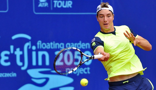 Jan Lennard Struff (GER) - Adam Pavlasek (CZE) (na zdj.). Fot. Łukasz Szełemej [Radio Szczecin] Kamil Majchrzak w ćwierćfinale Pekao Szczecin Open [ZDJĘCIA]