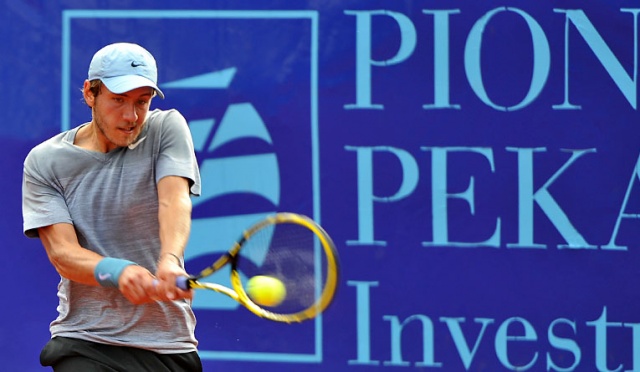 Luca Pouille (FRA) (na zdj.) - Albert Montanes (ESP). Fot. Łukasz Szełemej [Radio Szczecin] Kamil Majchrzak w ćwierćfinale Pekao Szczecin Open [ZDJĘCIA]