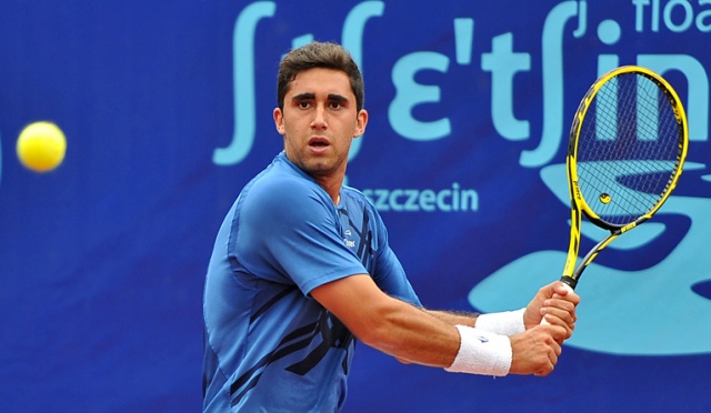 Jan Lennard Struff (GER) - Facundo Arguello (na zdj.) (ARG). Fot. Łukasz Szełemej [Radio Szczecin] Niemiecki finał tenisowego Pekao Szczecin Open [ZDJĘCIA]