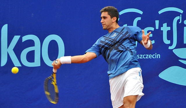 Jan Lennard Struff (GER) - Facundo Arguello (na zdj.) (ARG). Fot. Łukasz Szełemej [Radio Szczecin] Niemiecki finał tenisowego Pekao Szczecin Open [ZDJĘCIA]