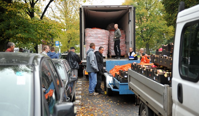 Ponad 20 ton marchwi rozdano potrzebującym. Fot. Łukasz Szełemej [Radio Szczecin] Ponad 20 ton marchwi rozdano potrzebującym [ZDJĘCIA]