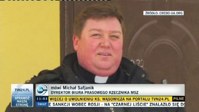 Porwany przez separatystów, ks. Wiktor Wąsowicz - proboszcz katolickiej parafii w Gorłówce na Ukrainie - został uwolniony i jest bezpieczny - napisał na swoim Twitterze minister spraw zagranicznych Radosław Sikorski. Informację podaje tvn24.