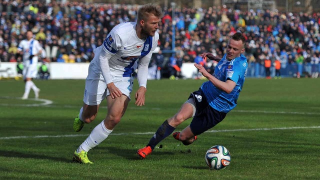 Błękitni Stargard pokonali w pierwszym półfinale PP Lecha Poznań 3:1. Fot. Łukasz Szełemej [Radio Szczecin] Błękitni w prima aprilis nie żartują [ZDJĘCIA]