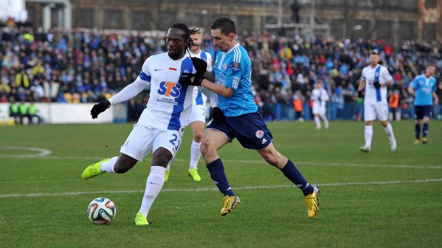 Błękitni Stargard pokonali w pierwszym półfinale PP Lecha Poznań 3:1. Fot. Łukasz Szełemej [Radio Szczecin] Błękitni w prima aprilis nie żartują [ZDJĘCIA]