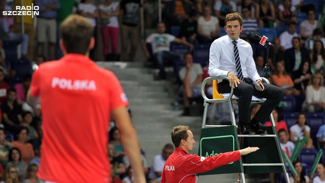 Puchar Davisa. Jerzy Janowicz przegrał z Ołeksandrem Dołgopołowem 3:6, 4:6, 6:7. Fot. Łukasz Szełemej [Radio Szczecin] Puchar Davisa w Szczecinie. Polska remisuje z Ukrainą [WIDEO, ZDJĘCIA]