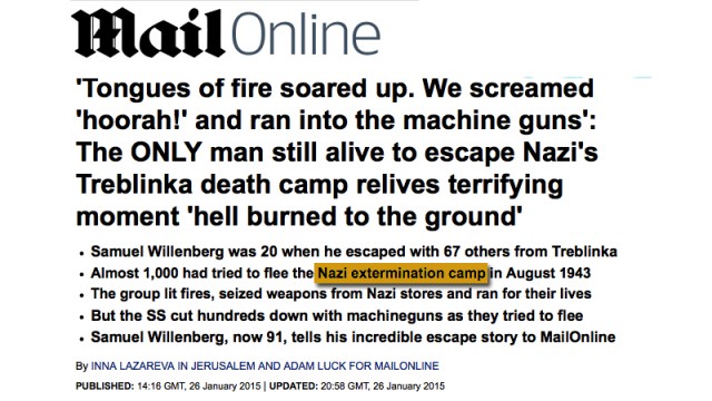 Po interwencji polskich dziennikarzy, brytyjski tabloid Daily Mail zmienił treść artykułu o ucieczce więźniów z obozu w Treblince.