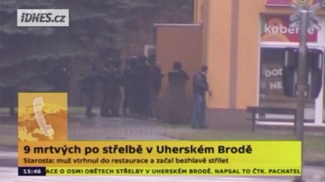 Strzelanina w jednej z restauracji w Uherskm Brodzie na południu Czech. Według doniesień mediów zginęło osiem albo dziewięć osób, w tym także sprawca.