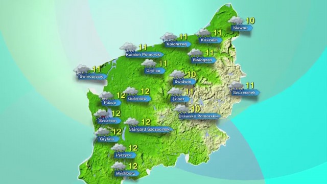 Temperatura w regionie wyniesie od 10 do 12 stopni Celsjusza. Wiatr o prędkości 25 kmh będzie wiał z południowego zachodu, a w porywach osiągnie 50 kmh. Ciśnienie wynosi 998 hPa.