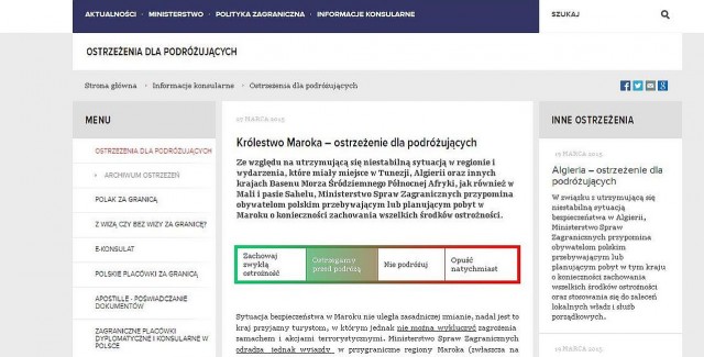Nie podróżujcie do Maroka - ostrzega polskich turystów Ministerstwo Spraw Zagranicznych. Ma to związek z zamachem terrorystycznym, do którego doszło kilkanaście dni temu w Tunezji, która jest położona w tym samym regionie Afryki co Maroko.