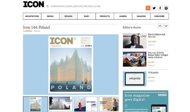 Filharmonia Szczecińska trafiła na okładkę brytyjskiego magazynu Icon - jednego z ważniejszych na świecie pism o architekturze. Budynek został nazwany jednym z najciekawszych projektów w Europie.