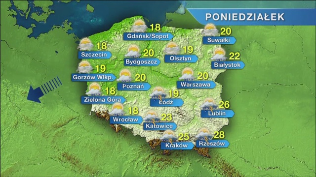 W poniedziałek nad zachodniopomorskie napłynie chłodniejsze powietrze. Temperatury w regionie oscylować będą w okolicach 15-19 stopni Celsjusza.