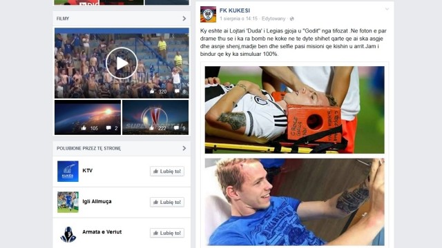 Władze FK Kukesi twierdzą, że Duda symulował