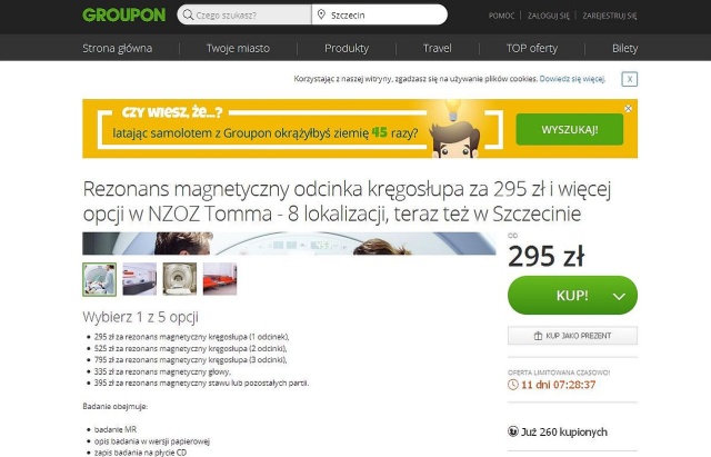Obok usług kosmetycznych czy fryzjerskich - badanie rezonansem magnetycznym. Taką ofertę można znaleźć na grouponie - portalu internetowym tanich grupowych zakupów.