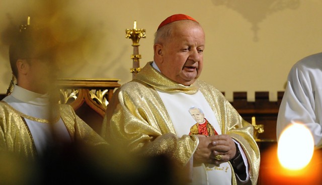 Po raz dziewiąty kardynał Stanisław Dziwisz zapalił światła na choince pod Oknem Papieskim w Krakowie - podaje Polska Agencja Prasowa.
