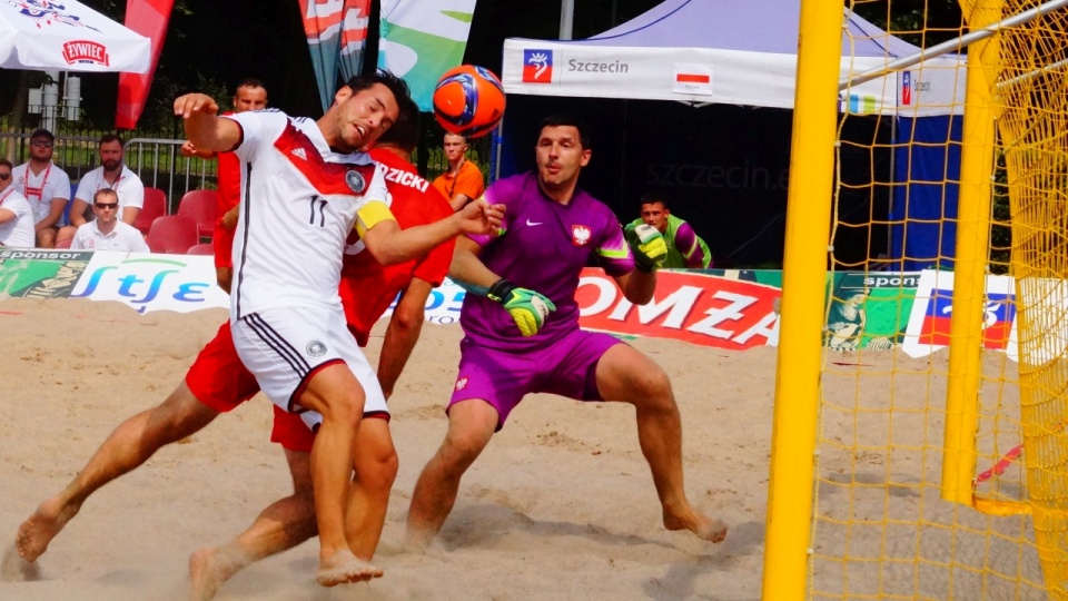 Olivier Romrig zdobywa bramkę na 1-0 dla reprezentacji Niemiec. Fot. Zachodniopomorski Związek Piłki Nożnej