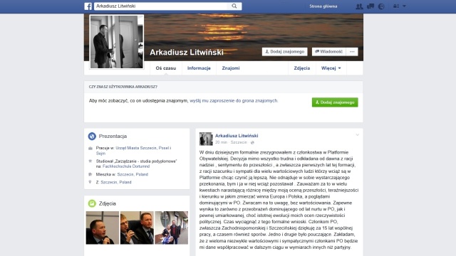 Były poseł Platformy Obywatelskiej Arkadiusz Litwiński po 15 latach odszedł z partii. Poinformował o tym na Facebooku.