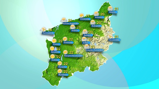 Temperatura w regionie utrzymywać się będzie w granicach 18-22 stopni Celsjusza.