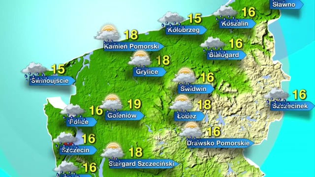 W czwartek temperatury spadną o kilka stopni. W Szczecinie możliwe, że będzie tylko 16 stopni Celsjusza i sporo deszczu.