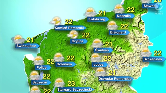 W całym województwie podobnie - słońce i zachmurzenie umiarkowane, a temperatury w okolicach 22 stopni Celsjusza.