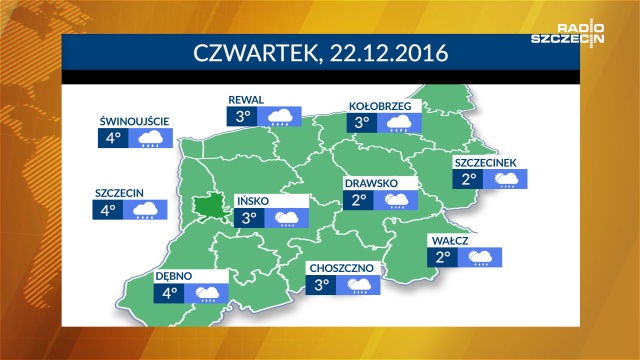 Temperatury w Zachodniopomorskiem będą się utrzymywać w granicach 2-4 stopni Celsjusza.