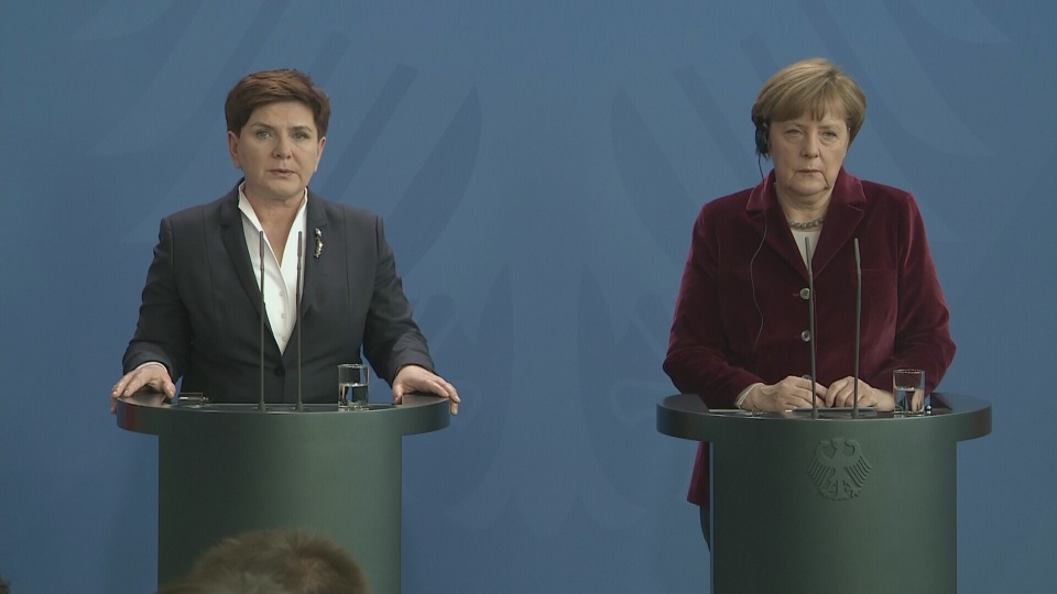 Premier Beata Szydło i kanclerz Niemiec Angela Merkel. Fot. TVN24/x-news
