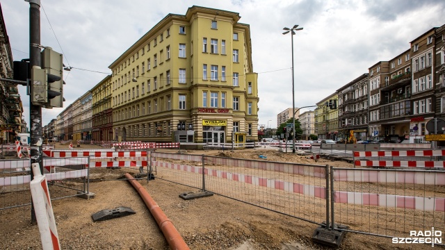 Przebudowa ulicy Jagiellońskiej. Fot. Weronika Łyczywek [Radio Szczecin] Widać pierwsze efekty przebudowy Jagiellońskiej [ZDJĘCIA]