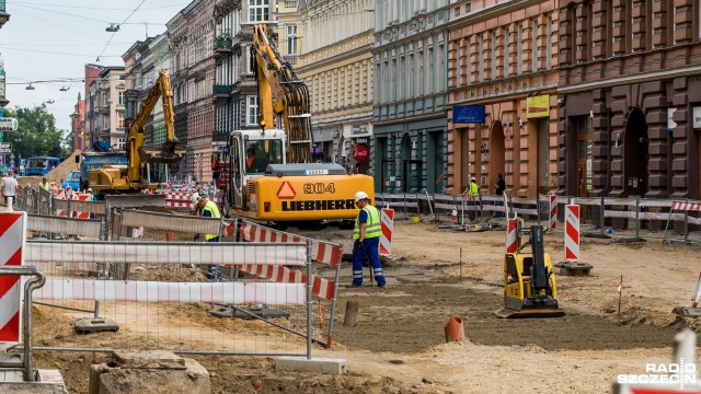 Przebudowa ulicy Jagiellońskiej. Fot. Weronika Łyczywek [Radio Szczecin] Widać pierwsze efekty przebudowy Jagiellońskiej [ZDJĘCIA]