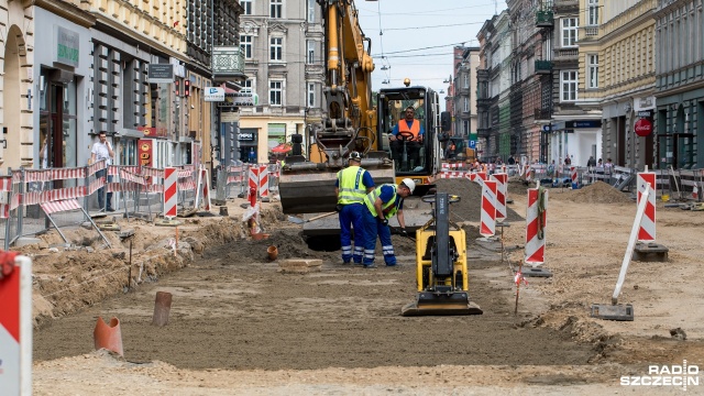 Przebudowa ulicy Jagiellońskiej. Fot. Weronika Łyczywek [Radio Szczecin] Widać pierwsze efekty przebudowy Jagiellońskiej [ZDJĘCIA]