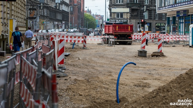 Przebudowa ulicy Jagiellońskiej. Fot. Weronika Łyczywek [Radio Szczecin] Widać pierwsze efekty przebudowy Jagiellońskiej [ZDJĘCIA]